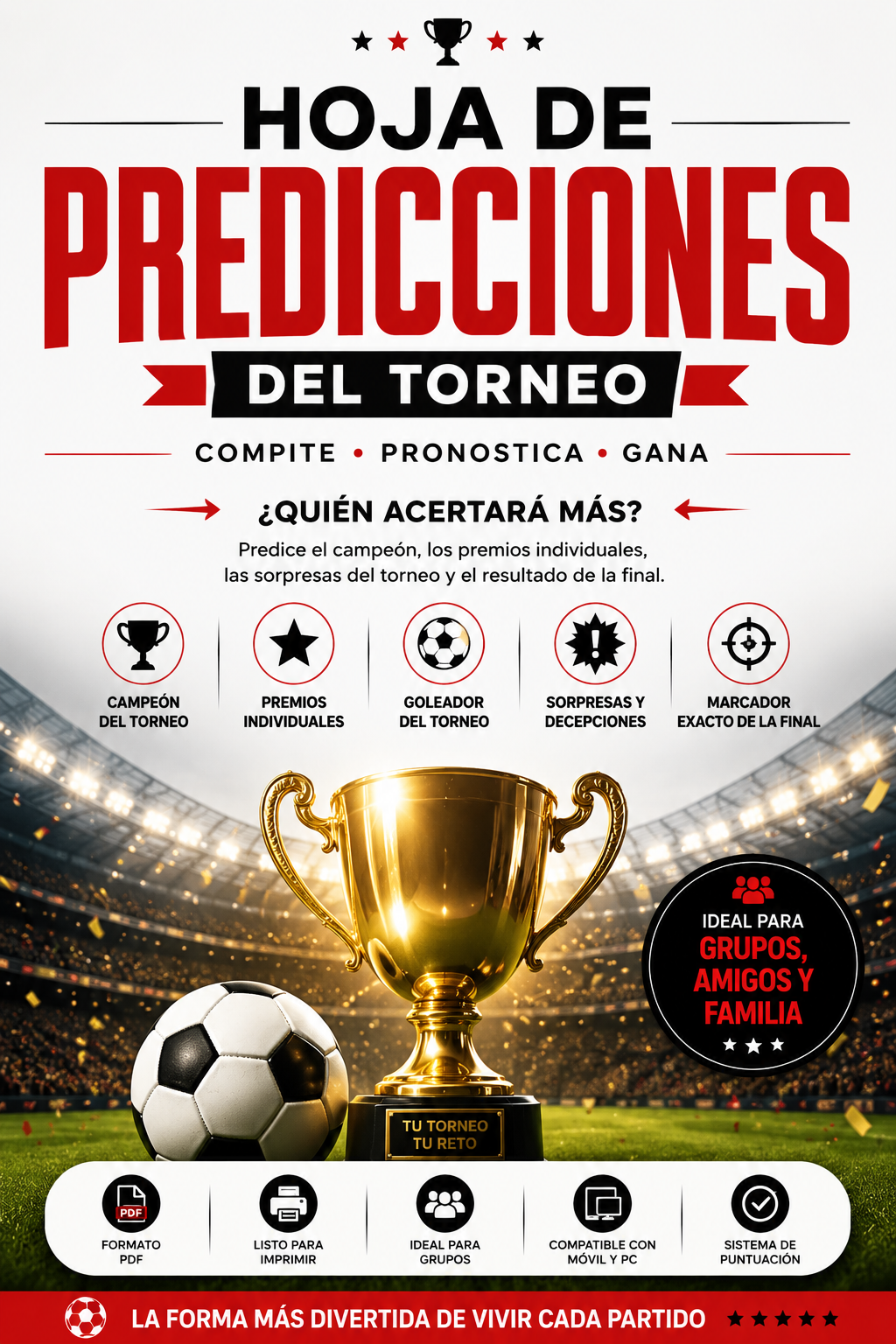 Hoja de Predicciones del Torneo – Compite con tus Amigos y Pon a Prueba tus Pronósticos